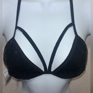 Forever 21 Black Sequin Bikini Top Size S